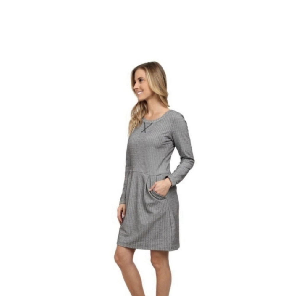 Patagonia Active Herringbone Dress Gray Long Sleeve Pockets Small